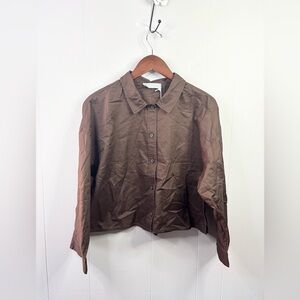 Everlane brown button down boxy oversized blouse top size M new